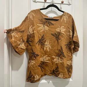 100% Linen Dragonfly Top
